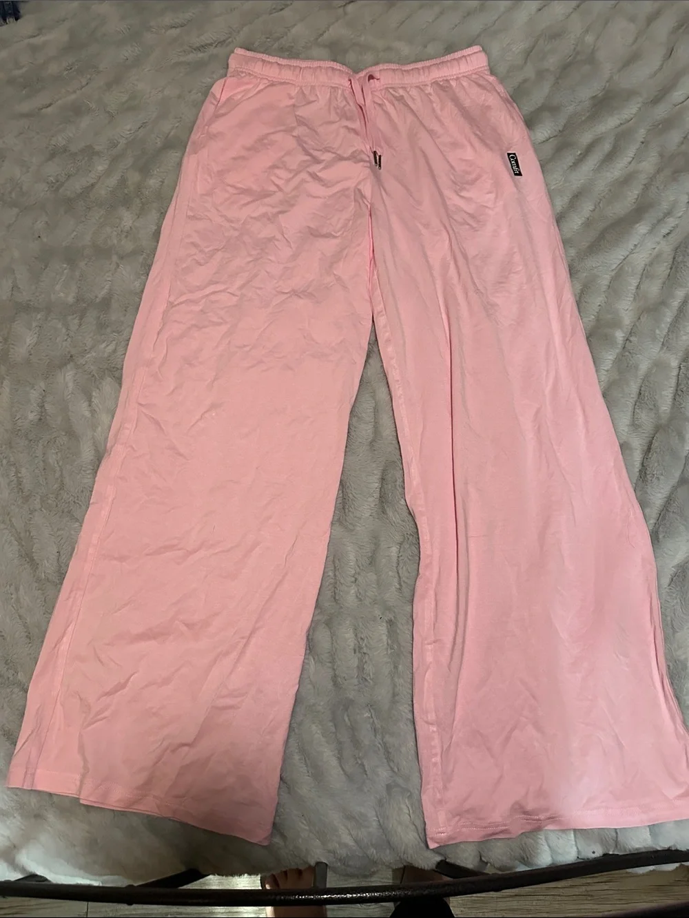 Girls' Pink Wide-Leg Sweatpants with Drawstring